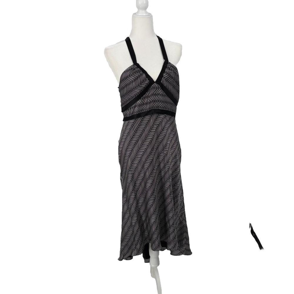 Vintage Laundry by Shelli Segal Women Silk Midi Dress 12 High Low Funky Y2K